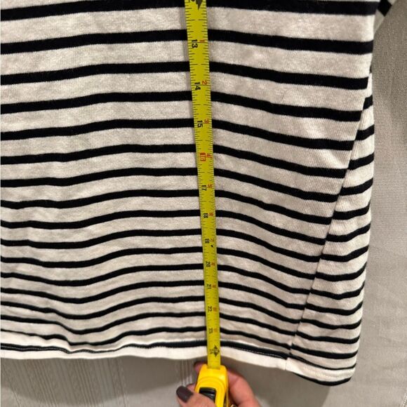 Zara Women’s Shirt Sweater Small Black White Long Sleeve Striped Crew Neck - Picture 6 of 7